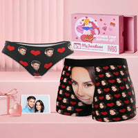 Custom Face Matching Underwear for Couples Love Heart Personalized Funny Underwear Valentine's Day Gift