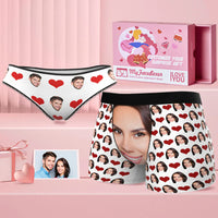 Custom Face Matching Underwear for Couples Love Heart Personalized Funny Underwear Valentine's Day Gift