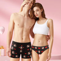 Custom Face Couple Matching Underwear Sweet Love Heart Personalized Funny Underwear Gift for Lovers