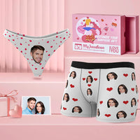 Custom Face Couple Matching Underwear Love Heart Personalized Funny Underwear Valentine's Day Gift