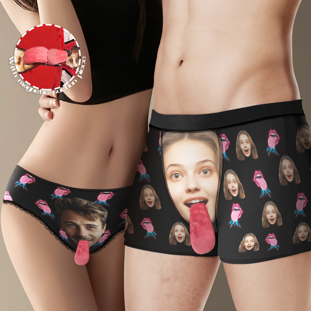 Custom Face Underwear Personalized Magnetic Tongue Underwear Sexy Lips Valentine's Day Gifts for Couple