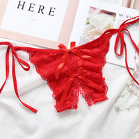 Custom Lace Sexy Panty with jewelry Crystal Letter Name Open Cut Thong Underpants Women's Underwear