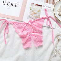 Custom Lace Sexy Panty with jewelry Crystal Letter Name Open Cut Thong Underpants Women's Underwear