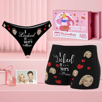 Custom Face Couple Matching Underwear I Licked It Personalized Funny Underwear Gift for Lovers