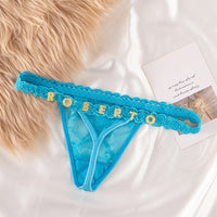 Custom Lace Thongs with Jewelry Crystal Letter Name Gift for Her