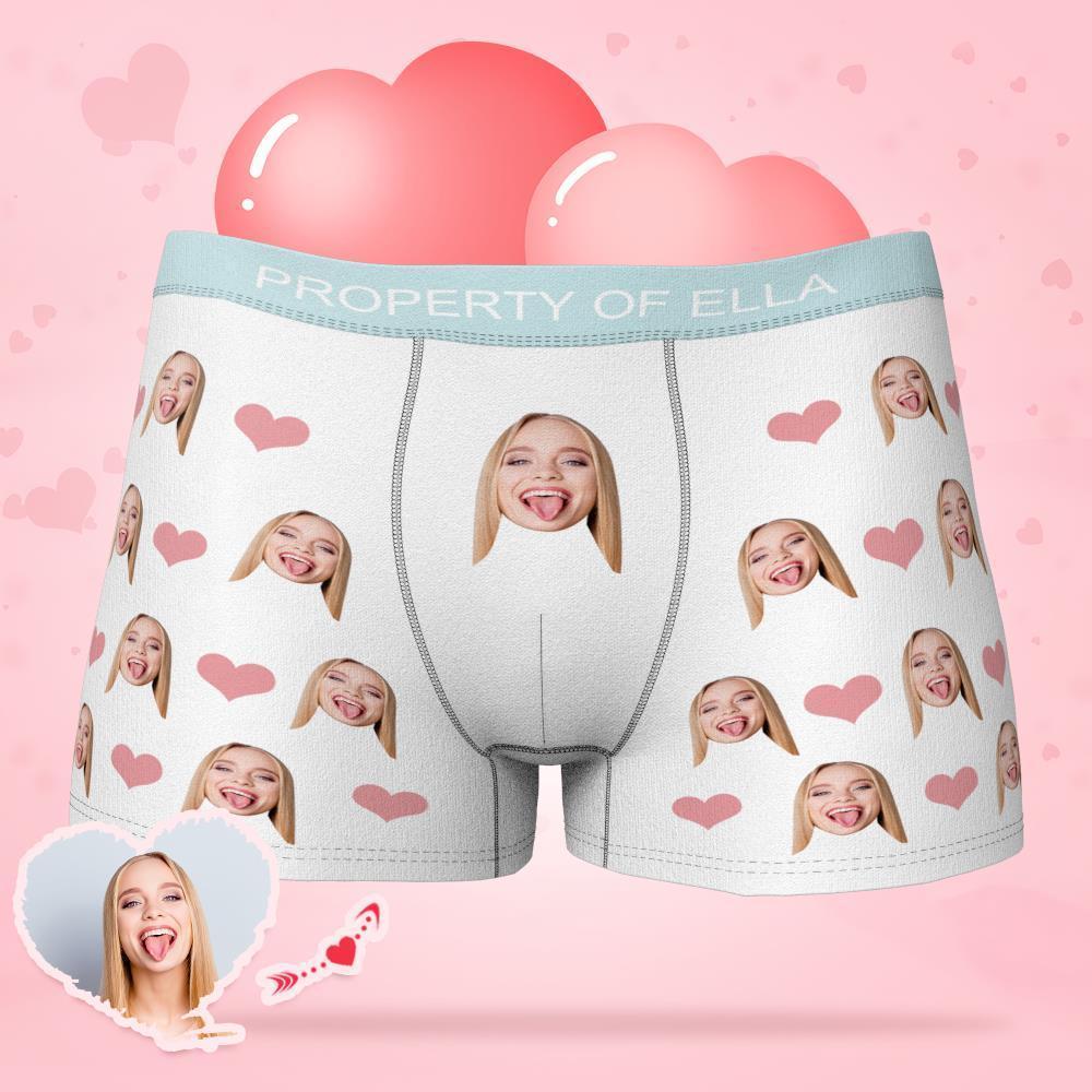 Custom Muti-Face Boxer with Text Inscribed Waist Boxers with Face on Them Gift For Him