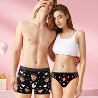 Custom Face Matching Underwear for Couples Love of Heart Valentine's Day Gift for Lovers