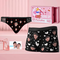 Custom Face Matching Underwear for Couples Love of Heart Valentine's Day Gift for Lovers