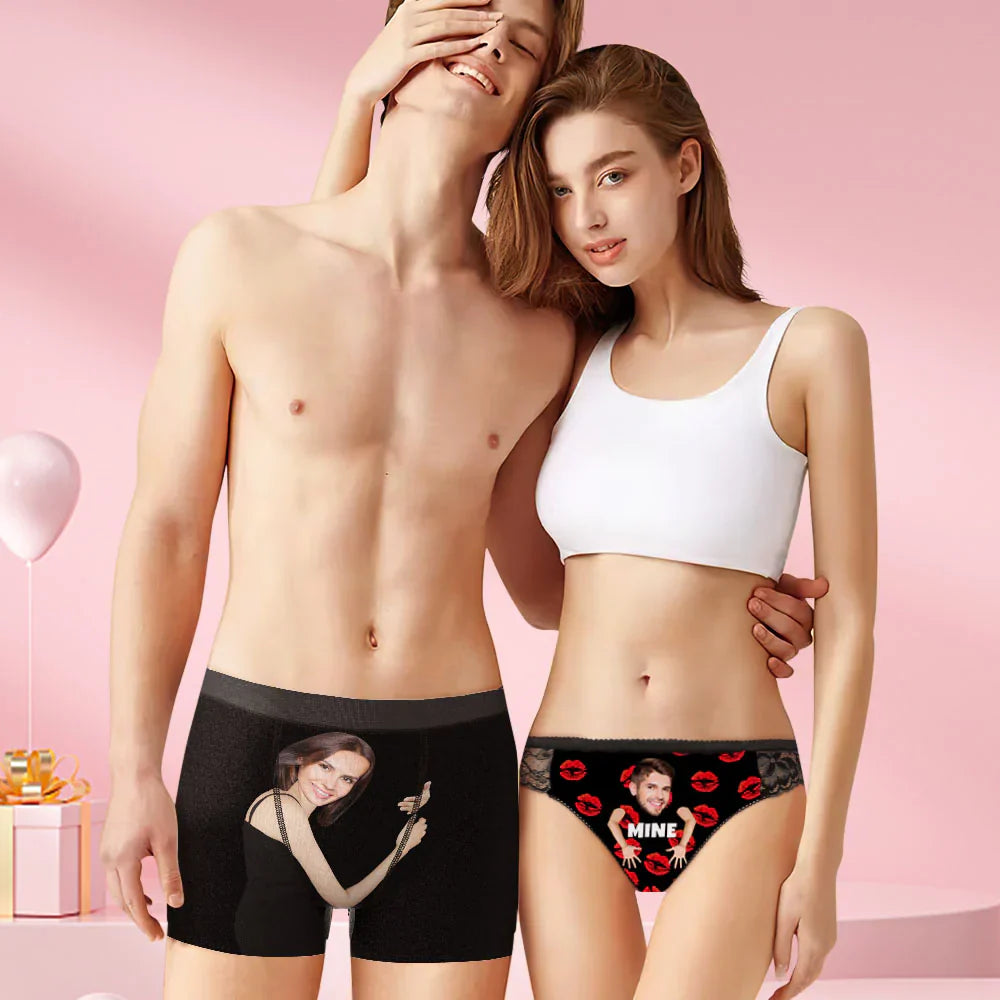 Custom Face Matching Underwear for Couples You are Mine Valentine's Day Gift for Lovers