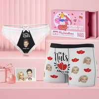 Custom Face Matching Underwear for Couples I'm Nuts About You Valentine's Day Gift for Lovers