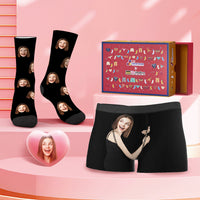 Custom Face Boxer Shorts And Socks Set Love Hug Co-Branding Set