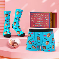 Custom Face Boxer Shorts And Socks Set Sweet Lover Co-Branding Set