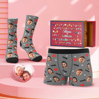 Custom Face Boxer Shorts And Socks Set Sweet Lover Co-Branding Set