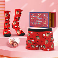 Custom Face Boxer Shorts And Socks Set Sweet Lover Co-Branding Set