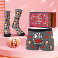 Custom Face Boxer Shorts And Socks Set I'm Nuts About You Valentine's Day Gift Co-Branding Set