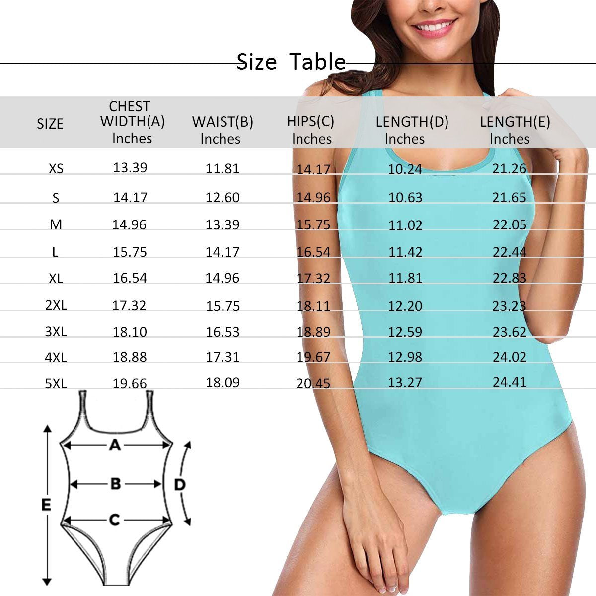 Custom Face Swimwear Women's Photo Slip One Piece Swimsuit Gift For Her - Large Leaves