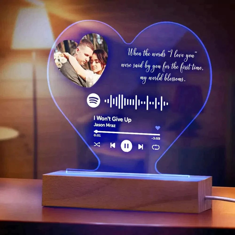 Custom Heart Spotify Night Light Valentine's Day Gifts for Him