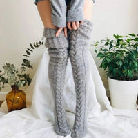 Knitted Over The Knee Socks Women Winter Leg Warmers Over Knee Thick Leg Warmers