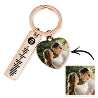 Personalized Spotify Keychain Custom Picture & Music Song Code Heart Couples Photo Keyring Gifts for Boyfriend