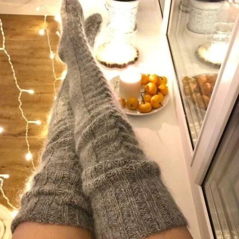 Knitted Over The Knee Socks Women Winter Leg Warmers Over Knee Thick Leg Warmers