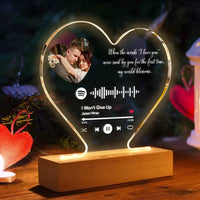 Couples Music Plaque Custom Wedding Plaque Heart Spotify Code Music Night Light