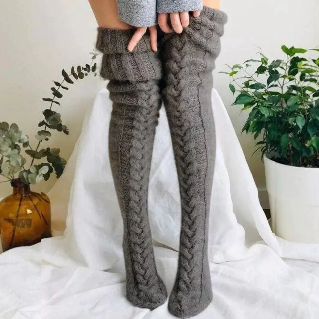 Knitted Over The Knee Socks Women Winter Leg Warmers Over Knee Thick Leg Warmers