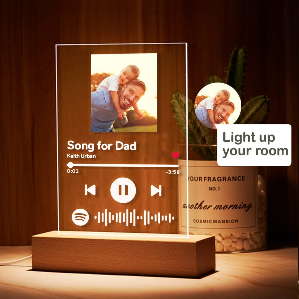 Father's Day Spotify Plaque Night Lamp With Stand Personalised Gifts for Dad