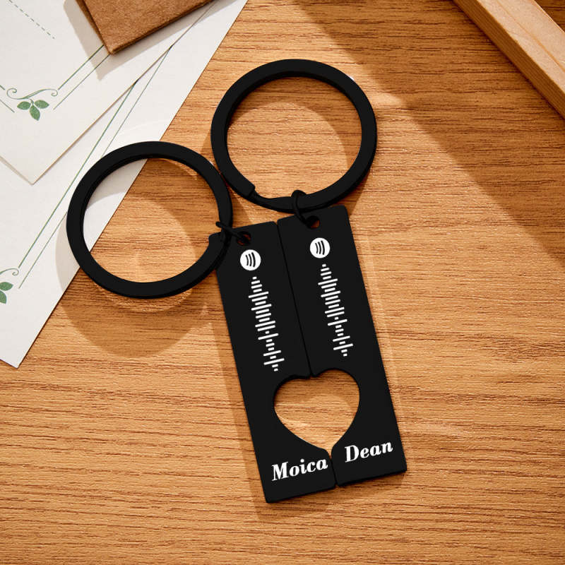 Scannable Keychain Custom Spotify Code Personalized Name Keyring 2pcs a Set For Valentine's Day Gift