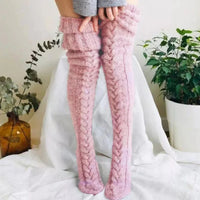 Knitted Over The Knee Socks Women Winter Leg Warmers Over Knee Thick Leg Warmers