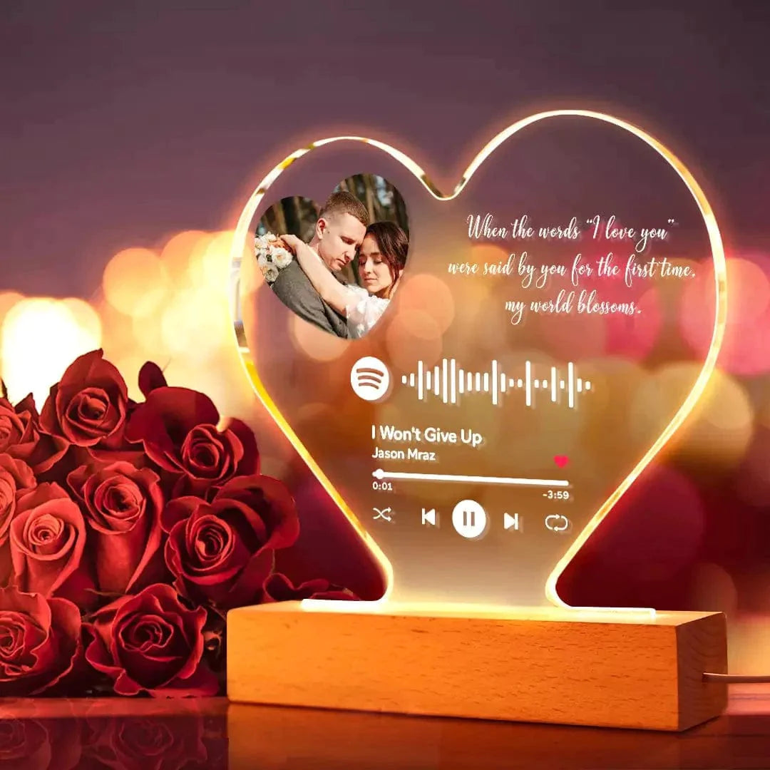 Song Plaque Long Distance Valentine's Day Gifts Custom Heart-Shaped Spotify Night Light