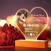 Song Plaque Long Distance Valentine's Day Gifts Custom Heart-Shaped Spotify Night Light