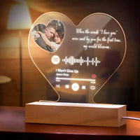 Custom Heart-Shaped Spotify Code Music Plaque Night Light Engraved Text Plaque