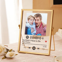 Song Picture Frame Custom Spotify Music Plaque Glass Art with Golden Frame Birthday Gifts for Dad