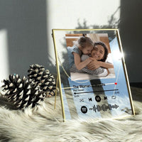 Mothers Day Picture Frame Custom Spotify Music Plaque Glass Art with Golden Frame Gifts for Mom