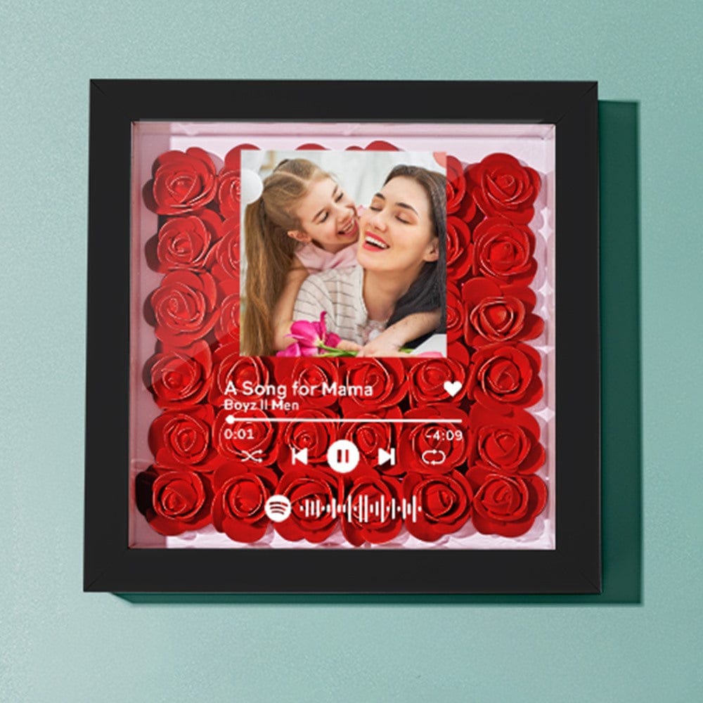 Custom Flower Shadow Box with Spotify Code Personalized Gifts for Mum