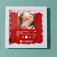 Custom Flower Shadow Box with Spotify Code Personalized Gifts for Mum