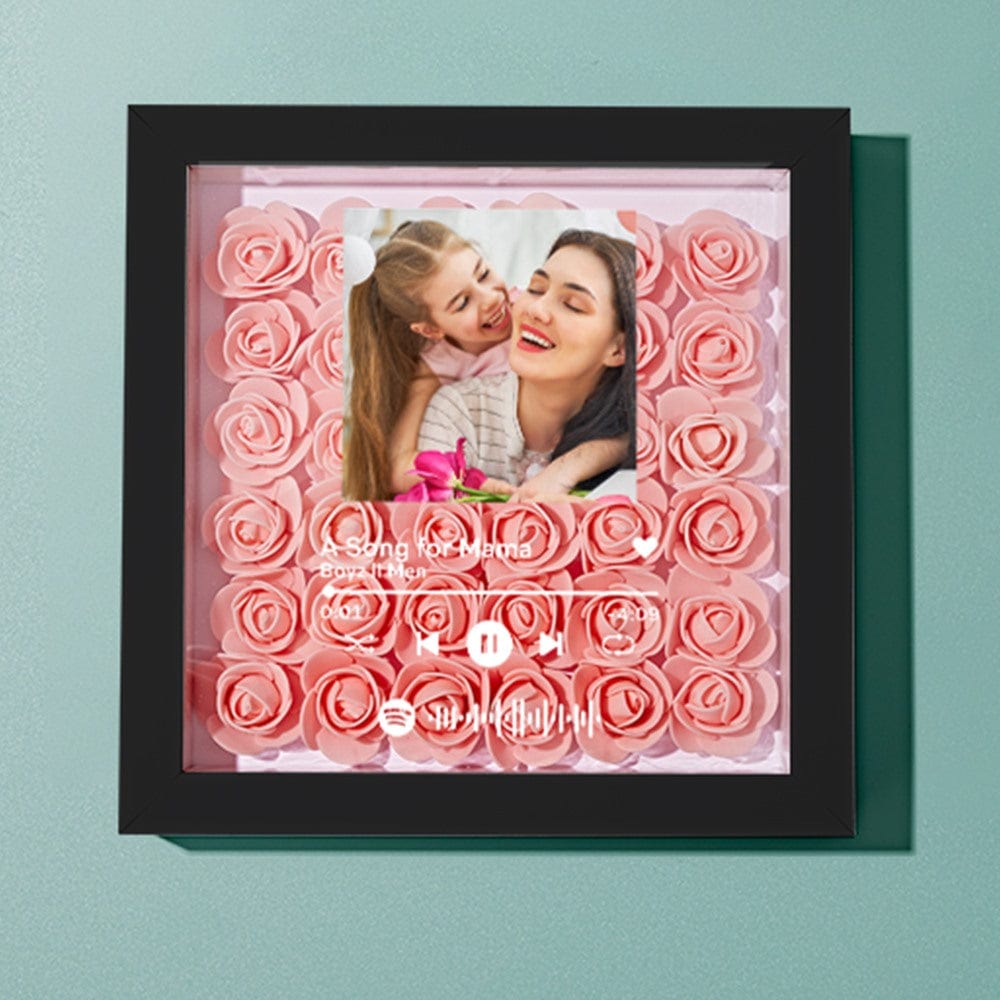 Custom Flower Shadow Box with Spotify Code Personalized Gifts for Mum