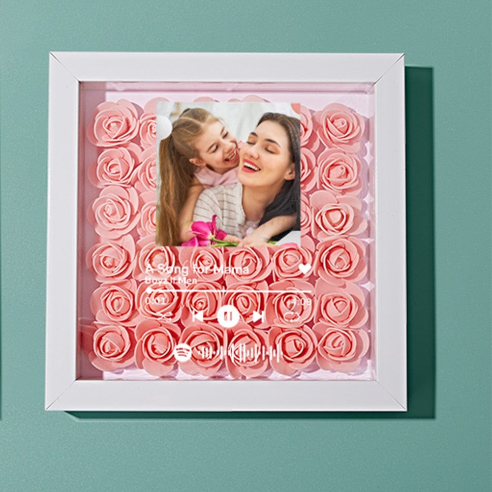 Custom Flower Shadow Box with Spotify Code Personalized Gifts for Mum