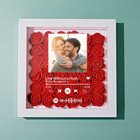 Custom Flower Shadow Box With Spotify Code Photo Gifts for Her 3 Tyles