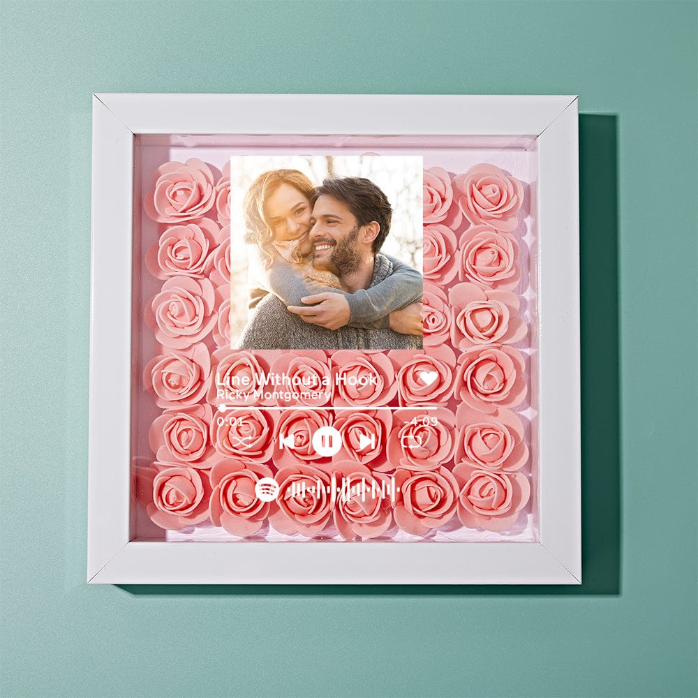 Custom Flower Shadow Box With Spotify Code Photo Gifts for Her 3 Tyles