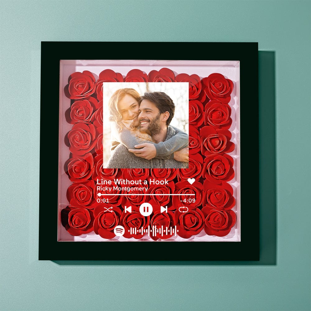 Custom Scannable Spotify Code Photo Music Flower Shadow Box Personalized Flower Shadowbox Frame Gift