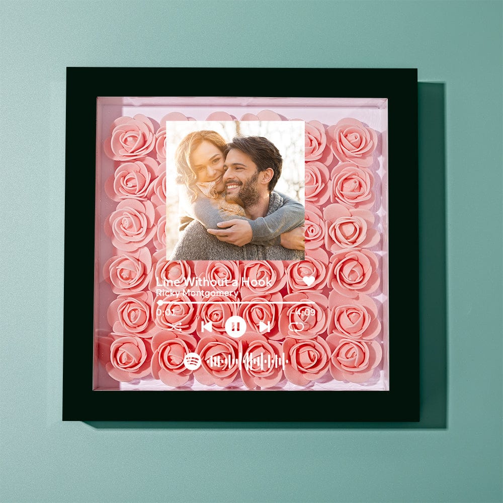 Custom Flower Shadow Box With Spotify Code Photo Gifts for Her 3 Tyles