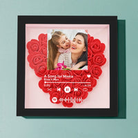 Custom Flower Shadow Box with Spotify Code Personalized Gifts for Mum