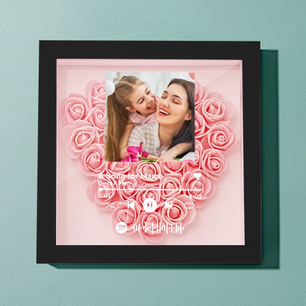 Custom Flower Shadow Box with Spotify Code Personalized Gifts for Mum