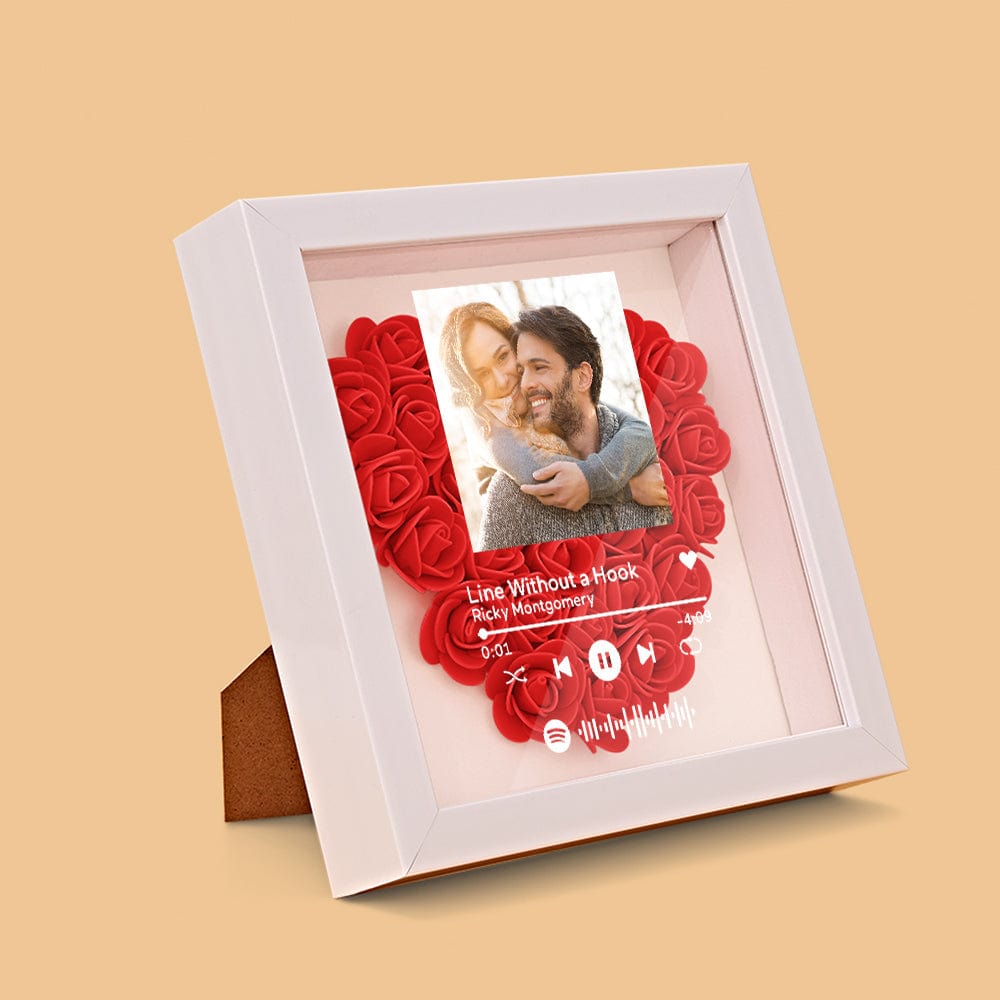 Custom Scannable Spotify Code Photo Music Flower Shadow Box Personalized Flower Shadowbox Frame Gift