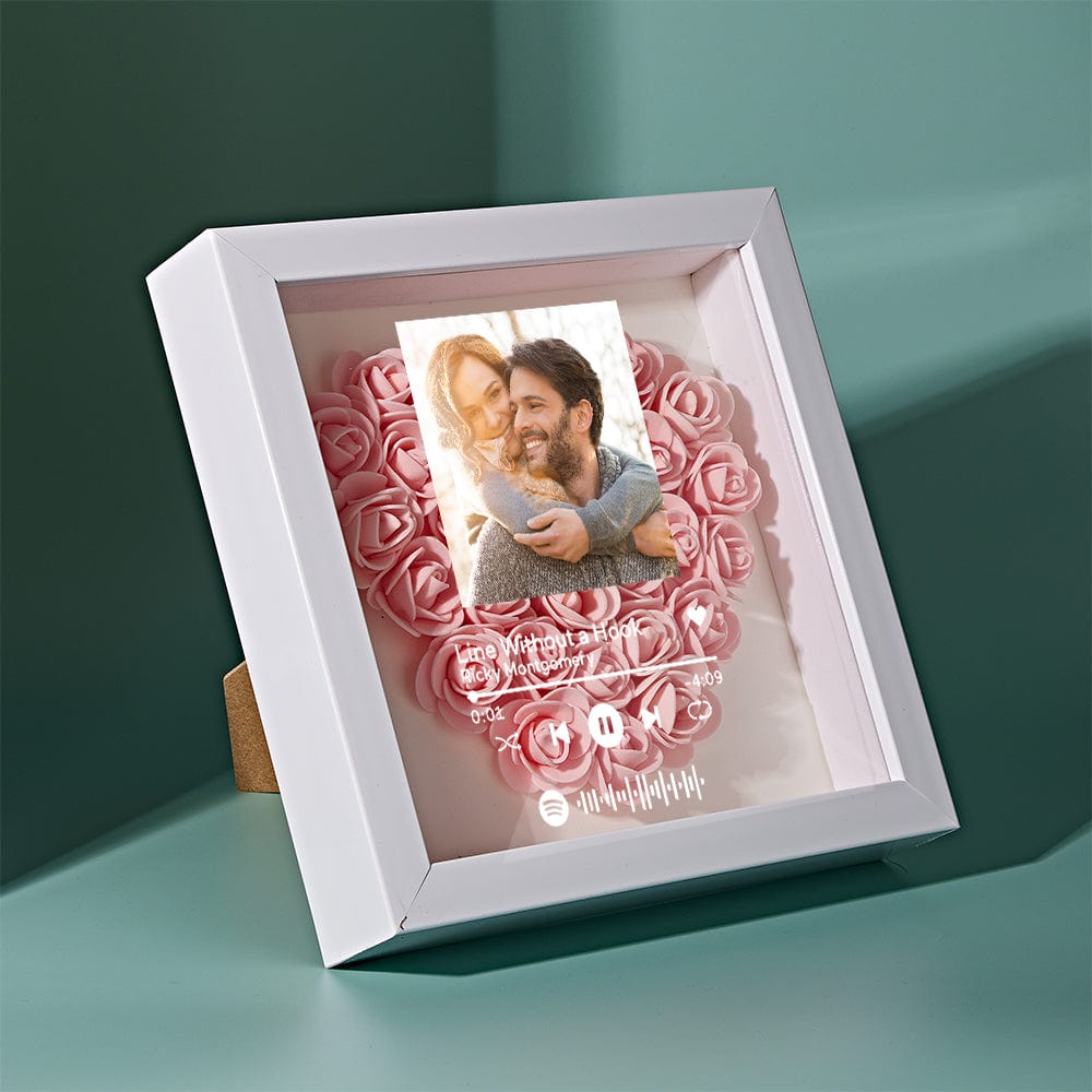 Custom Flower Shadow Box With Spotify Code Photo Gifts for Her 3 Tyles