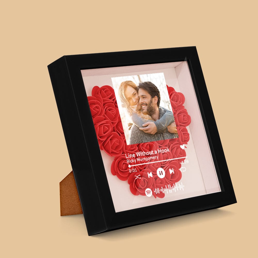 Custom Scannable Spotify Code Photo Music Flower Shadow Box Personalized Flower Shadowbox Frame Gift