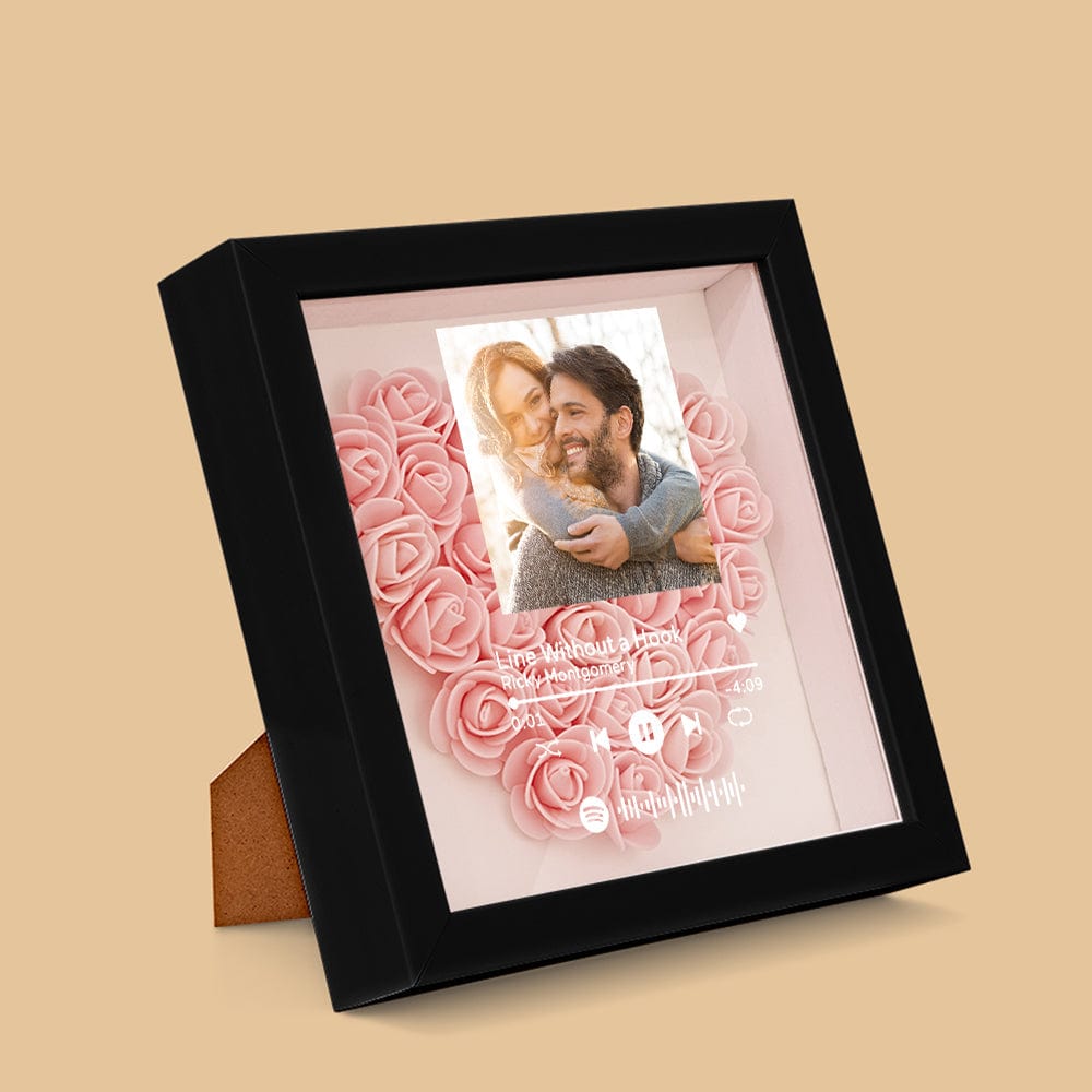 Custom Scannable Spotify Code Photo Music Flower Shadow Box Personalized Flower Shadowbox Frame Gift