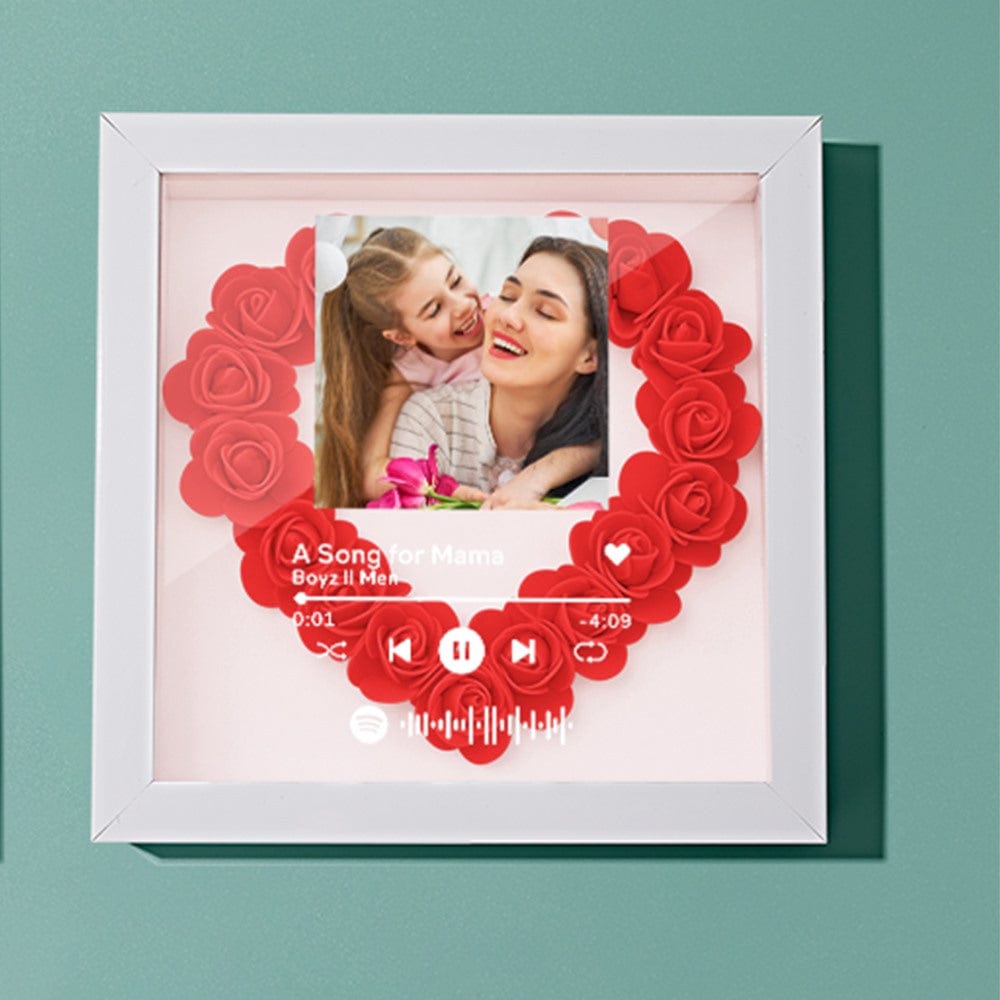 Custom Flower Shadow Box with Spotify Code Personalized Gifts for Mum