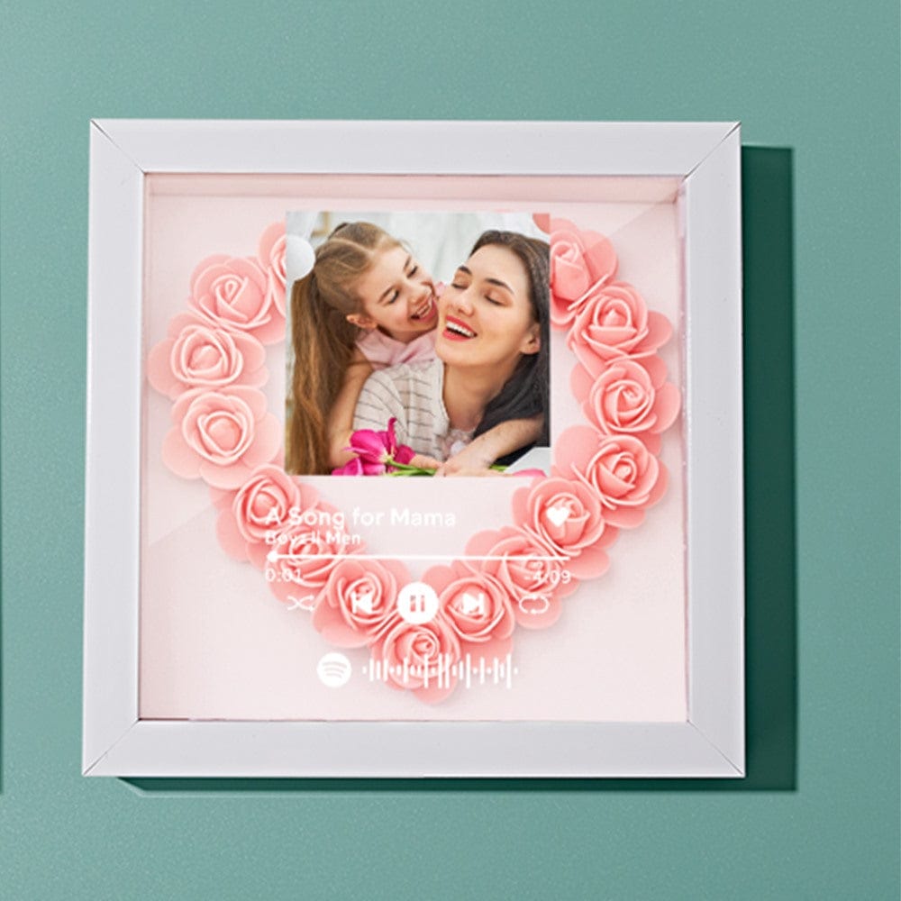 Custom Flower Shadow Box with Spotify Code Personalized Gifts for Mum